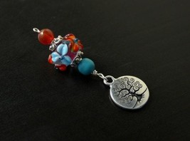 Carnelian and Turquoise magnesite Summer Blooms Tree of Life or Birth Goddess Bl - £12.58 GBP