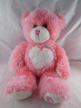 Pink Heart Teddy Bear 16&quot; Valentine Super soft Build A Bear Magnet Paws ... - $12.86