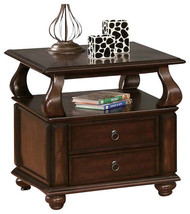 26" Brown Solid Wood Square End Table With Two Drawers And Shelf - $10,066.44 MXN