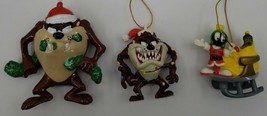 Vintage Looney Tunes Taz Marvin The Martain Christmas Ornament Bundle Of 3 - £25.08 GBP