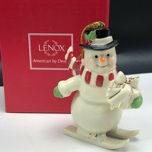 Lenox Christmas Ornament very merry porcelain nib box figurine snowman skiis ski - £23.70 GBP