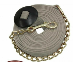 English or Western Horse 25&#39; Flat Cotton web Lunge Line w/Brass Chain + ... - £14.93 GBP
