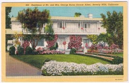 California Postcard Beverly Hills George Burns Gracie Allen Residence 1945 - £3.15 GBP