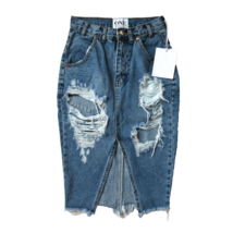 NWT ONE by One Teaspoon Cadillac in Pacifica Destroyed Denim Pencil Skir... - $51.48