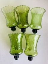 Homco Home Interiors Set of 5 Green Glass Peg Sconce Candle Holder Votive Cups - £27.63 GBP
