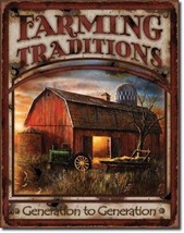 Farming Traditions John Deere IH Tractor Farm Vintage Wall Decor Metal Tin Sign - $15.83