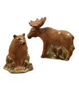 Moose Bear 41849 Ceramic Salt &amp; Pepper Shaker Set Mountain Retreat Susan... - $452.37 MXN