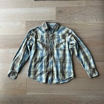 Roper Long Sleeve Plaid Eagle Print Snap Down Shirt Medium - $26.24