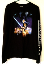 Star Wars t-shirt size M long sleeve black print on front &amp; sleeve 100% ... - $10.15