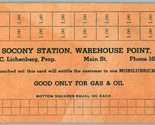 1940s Gasoline Punch Card Joe&#39;s Socony Standard Oil Station Warehouse Po... - $21.73