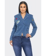 Patch It Up Denim Blazer Jacket - $119.61 CAD