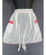 VTG MCM Sheer White Red Thread Nylon Kitchen Baking Cooking Half Apron 2... - $11.39