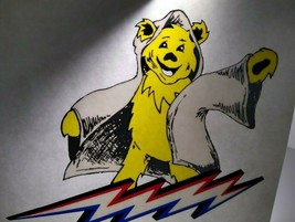 Grateful Dead Decal Sticker Bear Surfing On Lightning Bolt Vintage Original 1990 - £7.31 GBP