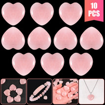 10Pcs Rose Quartz Pocket Palm Worry Stones Heart Natural Energy Crystal Polished - £12.73 GBP