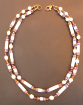 D.D. Designs Artisan Hand-Crafted 2-Strand Bone, Enamel &amp; Hematite Necklace - £39.95 GBP