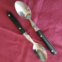 2 Teaspoons Lifetime Cutlery Paris Splendor Stainless Flatware Black Handle - $7.91
