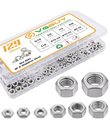 129-Piece 304 Stainless Steel Hex Nut Assortment Kit, Sizes 8-32 to 5/8-11 - $297.58 MXN