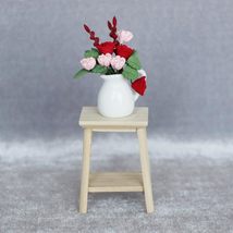 AirAds Dollhouse 1:12 Scale Dollhouse Miniature red Roses Flower Pot and Low Sta - £10.32 GBP