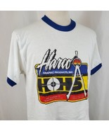 Vintage Harco Graphic Products Ringer T-Shirt XL Single Stitch Deadstock... - $21.99