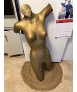 Vintage Gold Mannequin Dress Form Female Torso Boho 43” Perky Big Breasts - $230.17 CAD