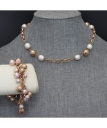 Bronze Honora Freshwater Pearl Station 18&quot; Necklace &amp; 8&quot; Cha-Cha Charm B... - £39.17 GBP