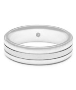 Mens Wedding Band Platinum 6mm  Matt finish two deep grooves with polish... - $2,208.21