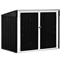 Horizontal Storage Shed 68 Cubic Feet for Garbage Cans - Color: Black - £371.75 GBP