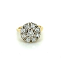 3/4 Ctw Diamond Cluster Ring Real Solid 14 K Yellow Gold 5.1 G Size 6.25 - £1,193.58 GBP