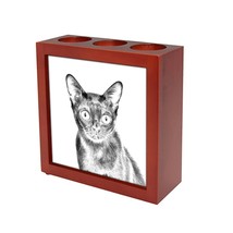 Bombay cat - Wooden stand for candles/pens with the image of a cat ! - £15.74 GBP