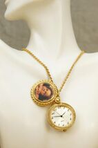 Vintage Costume Jewelry SII Cherub Quartz Pendant Watch Locket Necklace - $20.69 CAD