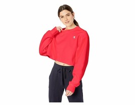 Champion LIFE Women&#39;s Reverse Weave Cropped Cut Off Crew, red Spark Extr... - $31.03