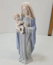 VTG Homco 1464 stamped Madonna &amp; Child Mary Jesus statue blue &amp; white fi... - $20.30