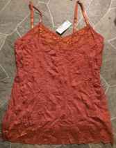 Dressbarn cami tank top size XL adjustable straps rust lace accent New w... - £11.86 GBP
