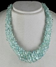 Top Natural Aquamarine Tear Drops 609 Cts Gemstone Silver Statement Necklace - £2,083.12 GBP