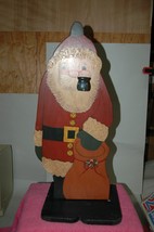 Christmas Holiday Decor 26&quot; Tall Wood Painted Santa Claus Smoking Pipe Cute - £51.11 GBP