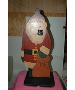 Christmas Holiday Decor 26&quot; Tall Wood Painted Santa Claus Smoking Pipe Cute - £49.22 GBP