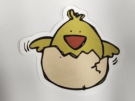 Cute Chick Coming out of Egg Cartoon Multicolor Sticker Decal Embellishment Farm - £2.34 GBP