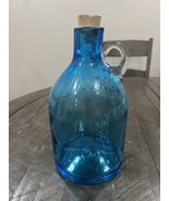 Blenko 3115L Moonshine Jug Ice Blue Crackle Glass Cork 2022 Handle 2nd S... - $69.29