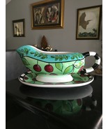 Signature Gravy Boat w Under plate Harvest by Ursula Dodge Green Black C... - $25.56 CAD