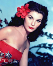 Debra Paget in Bird of Paradise bare shouldered in tropical dress red fl... - £55.77 GBP