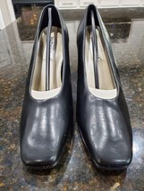 Mademoiselle Vintage Black Women&#39;s Leather Closed Toe Block Heeled Shoes Size 10 - £23.51 GBP