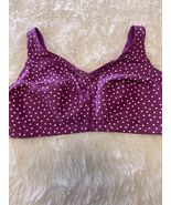 Comfort Choice Womens Wire Free Full Coverage Cotton Bra Purple White 48... - $16.99