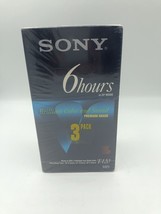 New Sealed 3 Pk. Sony Premium Grade VHS Tapes T-120 6 Hour Brilliant Col... - $13.50