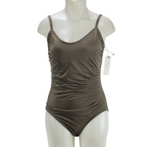 CALVIN KLEIN Women&#39;s Swimsuits 1 Piece Olive Nylon Spandex Ruched Side S... - £38.91 GBP