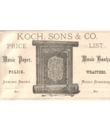 c1920 Koch, Sons &amp; Co Advertisement Price List - Bi-fold - $388.07 MXN