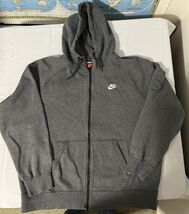 Nike Full Zip Hoodie Men's XXL Embroidered Logo Gray Sweatshirt Y2K Very... - $28.71