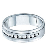 14k White Gold Mens Round Diamond Band Wedding Anniversary Ring 1.00 Ctw - £2,002.88 GBP