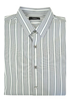 Theory Mens Vetiver Gray Scholar Stripe Rammy Button Down Shirt, M Mediu... - £108.02 GBP