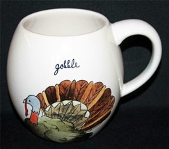 RAE DUNN Thanksgiving &quot;gobble&quot; Turkey Barrel Mug NEW Rare HTF 2019 or Ea... - $48.99
