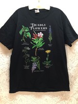 Deadly Flowers Men&#39;s Large Black Graphic T-shirt Short Sleeves - £14.13 GBP